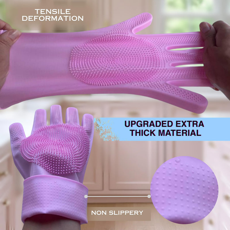 Extra Thick Grooming Gloves for Cats & Dogs - Pet Hair Removal Glove, Silicone Brush for Dog or Cat Washing, Puppy Bath Supplies for Shedding Cleaning & Bathing, Shower Shampoo Scrub
