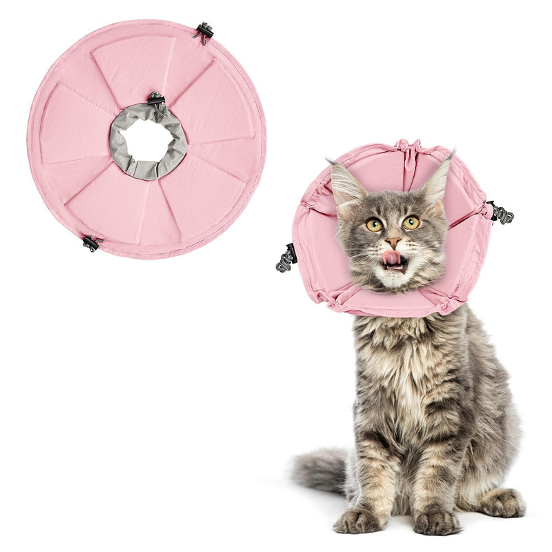 Cat Cone Collar Soft, Adjustable Elizabethan Collar for Cats to Stop Licking, Comfortable Lightweight Kitten Cone for Wound Healing and Surgery Recovery,Pink,L Pink L