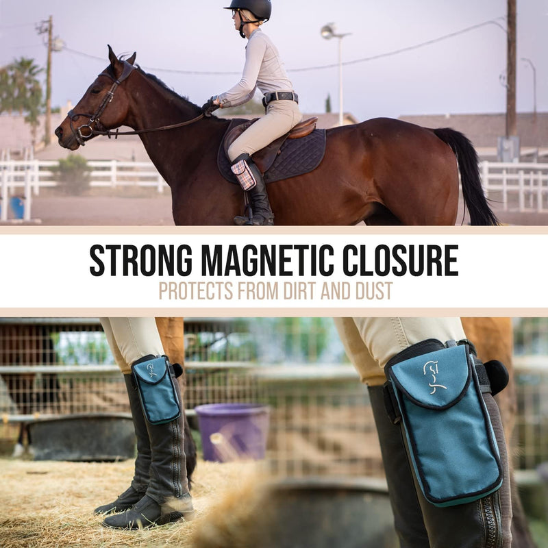 Woofhoof Equestrian Cell Phone Holder, XL Black On The Calf/Leg Band Holster - Perfect Horse Accessories, Universal Fit, Padded Strap, Magnetic Closure, Made of Durable Nylon, Machine Washable Extra Large