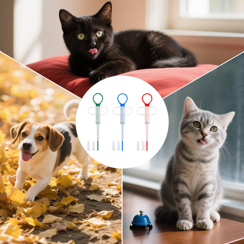 Pack of 3 pill dispensers, cat, tablet dispenser, ad tab cat, dogs pet feeder, for cats, pill assist, tablet divider, entry aid, pet pill launcher, reusable pusher tablet