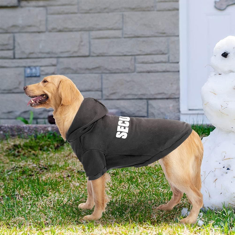 BINGPET Security Dog Hoodies Puppy Sweater Cold Weather Dog Coats Soft Brushed Fleece Pet Clothes Hooded Sweatshirt for Dog Cat X-Large (Chest Girth 34") #1 Black(Security) X-Large (Chest Girth 34") - PawsPlanet Australia