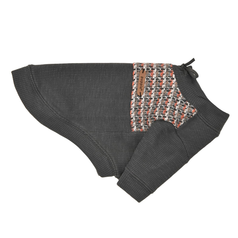 Puppia Yule Winter Round Neck Shirts Checkered Pattern for Small and Medium Dogs, Dark Grey, Large - PawsPlanet Australia