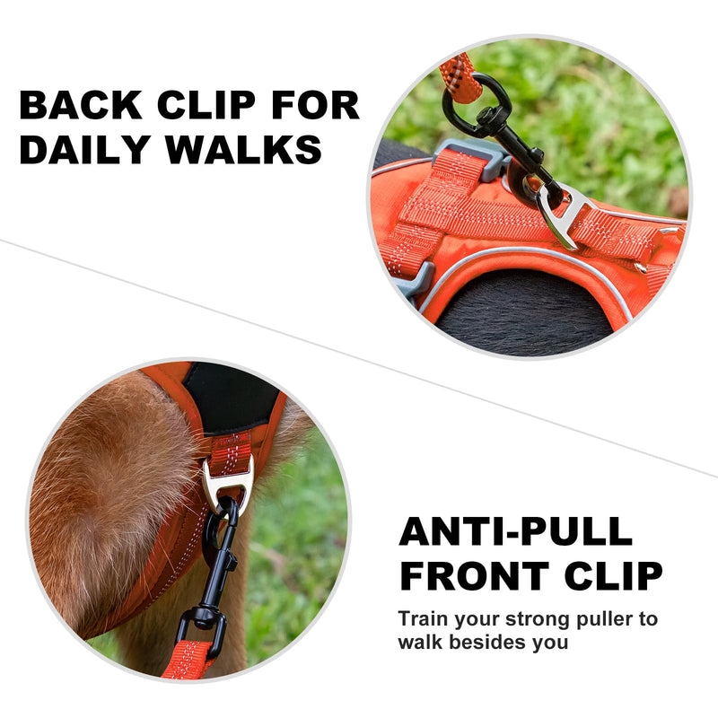 Plutus Pet No Pull Dog Harness, Release at Neck, Soft Padded, Reflective Adjustable Dog Vest Harness for Small, Medium, Large Dogs(Orange, L) Orange - PawsPlanet Australia