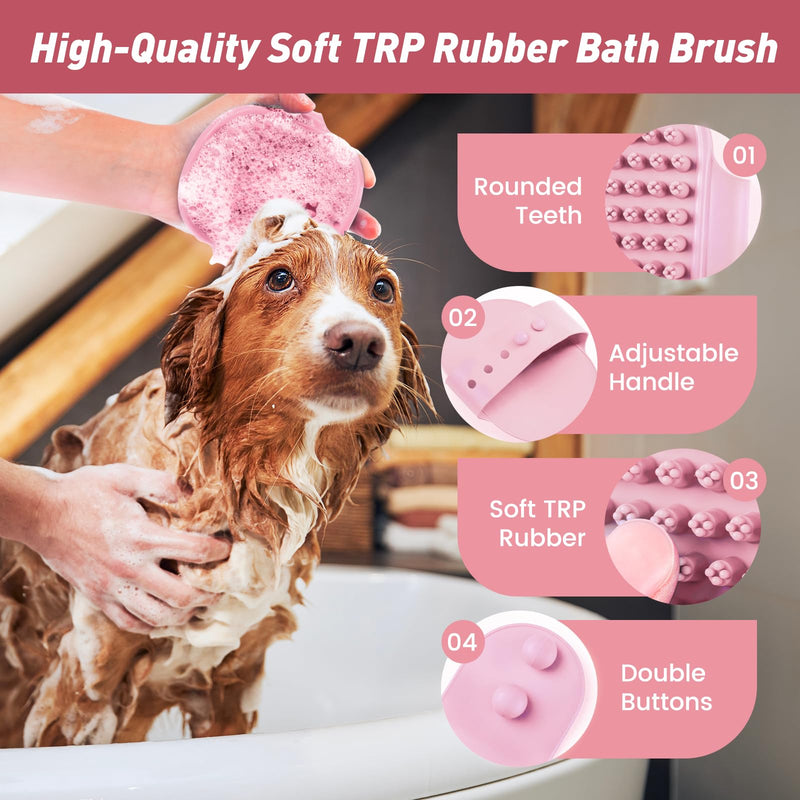 Pet Shower & Bath Supplies，Dog Shampoo Brush Set with Towel, Washing Gloves,Comb for Dogs and Cats (PINK) M pink
