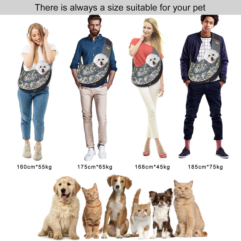 Cuby Pet Dog Sling Carrier for Small Dogs Cats Breathable Mesh Travel Safe Sling Bag Carrier for Dogs Cats Puppy (S Camouflage) S (3-5 lbs) - PawsPlanet Australia
