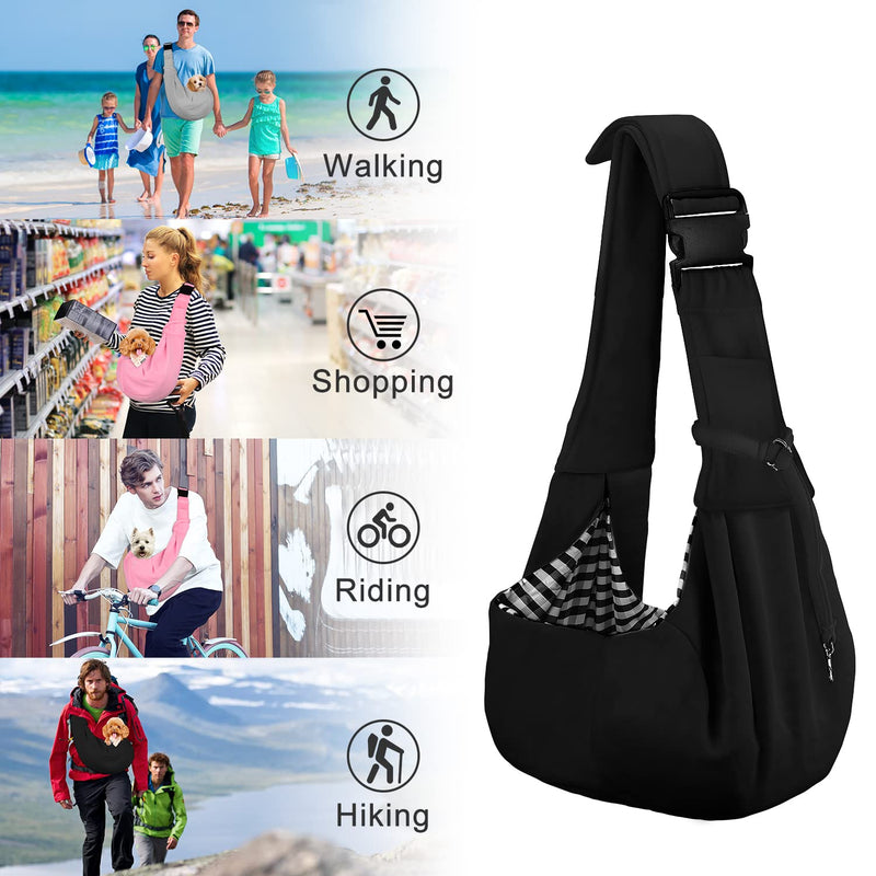 PETLOFT Puppy Sling, Dog Sling, Cat Sling, Adjustable Puppy Sling Carrier with Collar Hook for Small Pets up to 4.99kg, Black - PawsPlanet Australia