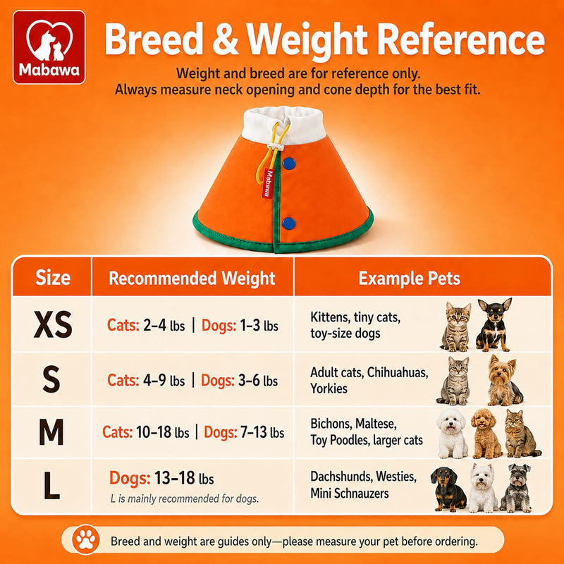 Soft Dog Cone Collar for Dogs & Cats, Adjustable Elizabethan Recovery Collar, Lightweight EPE Material, Post-Surgery Wound Protection (Orange, S) Orange