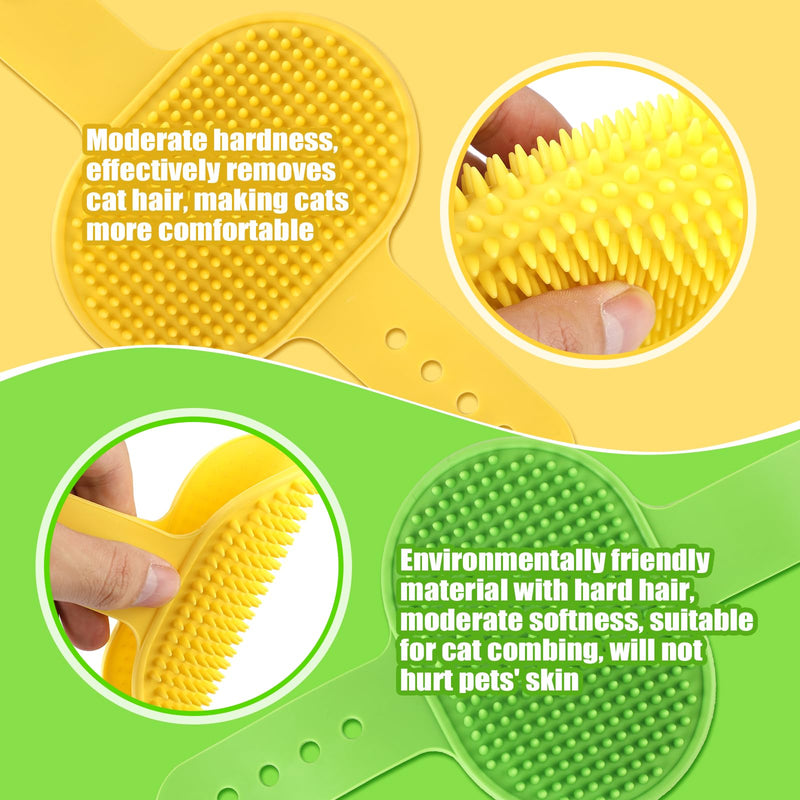 4pcs Cat Self Groomers, Wall Mounted Cat Corner Brush Self Grooming Massage Combs for Pet Cat Face Scratcher Massager Hair Brush for Long Short Fur Cats & Kittens (Green, Yellow) - PawsPlanet Australia
