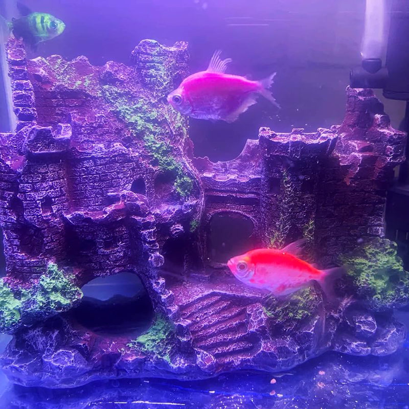 J-star Fish Tank Decorations, Aquarium Decorations Castle, Landscape Ornament Rock Resin Decoration, Safe for Freshwater and Saltwater - Green Castle - PawsPlanet Australia