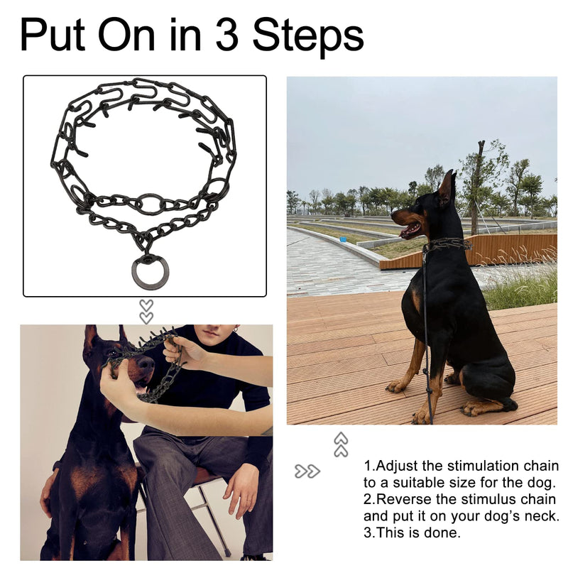 Dog Prong Collar Training Choke Chain Adjustable Pinch Collar Links with Comfort Rubber Tips and Quick Release Snap Buckle for Small Medium Large Dogs(black-L) L-21.65 in×3.5mm Black - PawsPlanet Australia