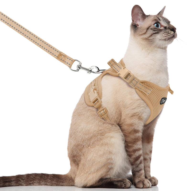 Supet Cat Harness and Leash for Walking Escape Proof, Adjustable Harness for Cats, Easy Control Small Cat Harness for Medium Large Lattice Red S Medium (Chest: 14.5" - 19.5") Beige - PawsPlanet Australia