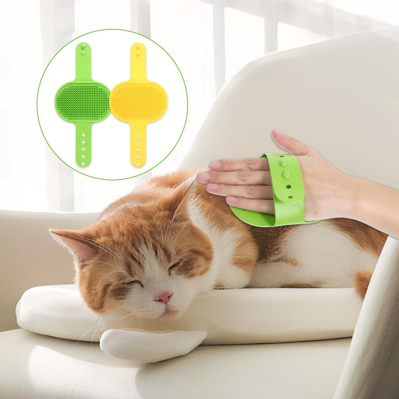 4 Pcs Silicone Grooming Strap Pad for Cats, Adjustable Rubber Cat Self Groomer Corner Scratcher, Cat Face Scratchers Massager for Long Short Hair, Self Grooming Cats Brush Rubbing Post Accessories 2pcs Yellow, 2pcs Green - PawsPlanet Australia
