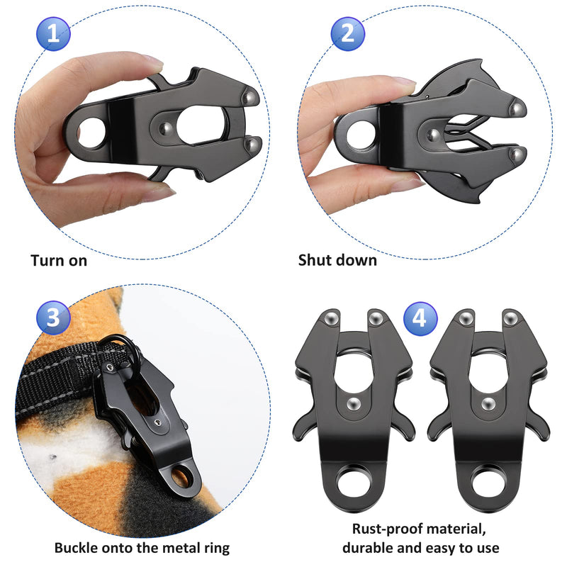Reginary 2 Pcs Frog Clip Dog Leash Clip for Linking Quick Release Black Pet Collar Clasp Frog Cable Dog Leash Buckle Chain Replacement Clasp - PawsPlanet Australia