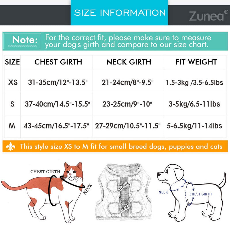 Zunea No Pull Small Dog Girl Harness Dress Escape Proof Cat Kitten Vest Harness Leash Set Step-in Soft Cotton Padded Polka Dot Jacket Chihuahua Puppy Clothes with Cute Bow for Walking Blue S S (Chest:14.5-15.7", Neck:9-9.8") blue dots - PawsPlanet Australia