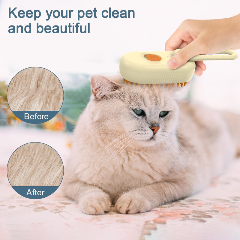 Cat Hair Steam Brush for Shedding, Pet Hair Removal Comb with Water Tank, 3 In 1 Steam Cat Brush, USB Charging Port, Steam Pet Brush with Removable Comb for Removing Floating Hair - PawsPlanet Australia