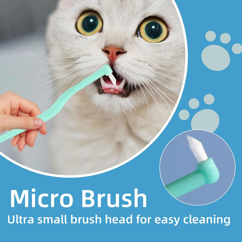 4-Piece Dog Toothbrush Set, Cat Toothbrush, Dog Toothbrush, Small Soft Round Head Pet Toothbrush, Dog Toothbrush, Kitten Toothbrush for Kittens, Puppy Tooth Cleaning, Oral Care (Blue, Green)