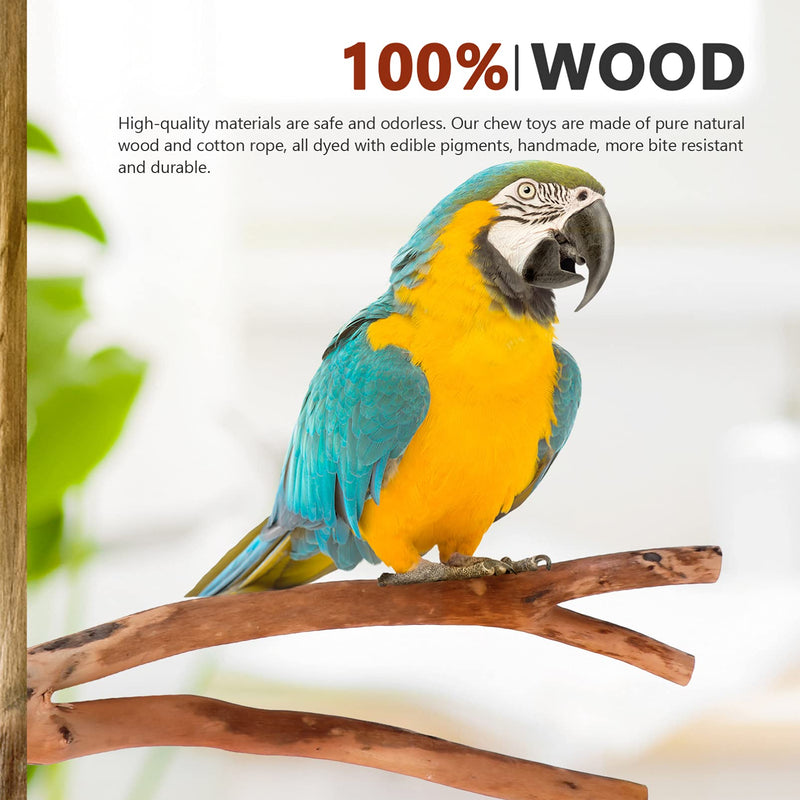 2pcs Bird Parrot Perch Stand Poles, Natural Wooden Parrot Perch for Cage, Branches Fork Rod for Small Parakeets Cockatiels Conure Lovebirds Bird Cage Accessories - PawsPlanet Australia