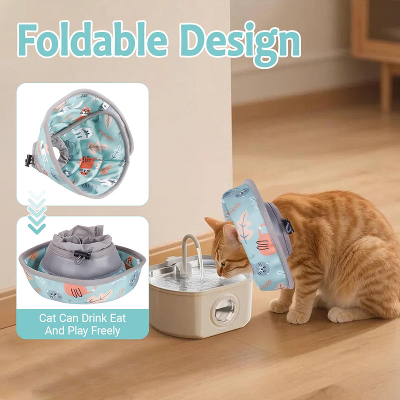 Soft Cat Collar, Adjustable Cotton, Cat Collar, Protective Collar Against Licking and Scratching, Foldable Cat Collar for Cats and Small Dogs (Mint Green, M)