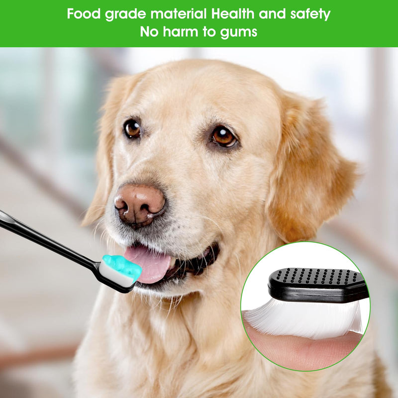 Dog Toothbrush, 4 Pcs Soft Dog Tooth Brushing Kit, Puppy Toothbrush Long Handle Pet Toothbrush Universal for Pet Dogs Teeth Cleaning and Oral Care Dental Hygiene Convenient (Black, White) - PawsPlanet Australia