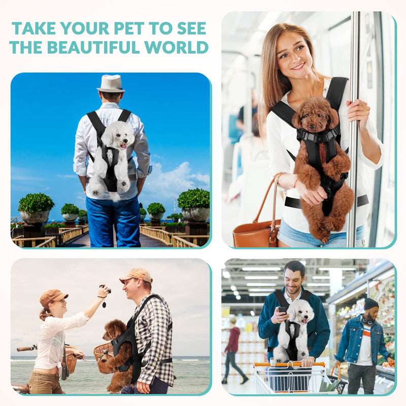 Lukovee Dog Backpack Carrier, Legs Out Easy-fit Dog Front Carrier for Small Medium Dogs, Adjustable Hands Free Dog Chest Carrier for Hiking Cycling (B,Medium) Black - PawsPlanet Australia