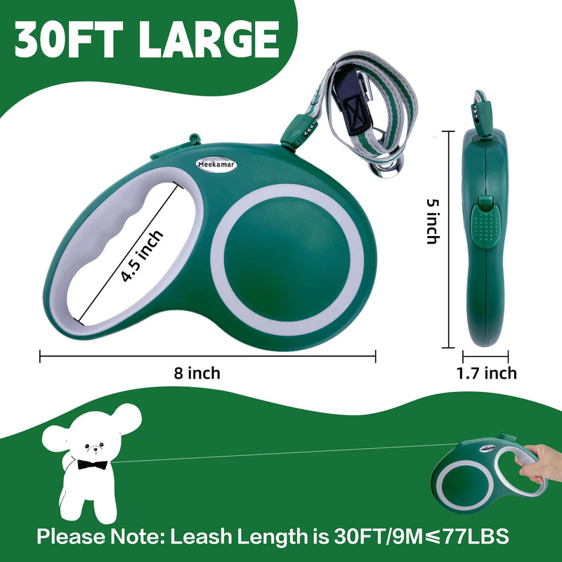 Retractable Dog Leash, Meekamar 30 FT Dog Walking Leash for Medium Large Dogs up to 77 lbs, Heavy Duty No Tangle, Large - PawsPlanet Australia