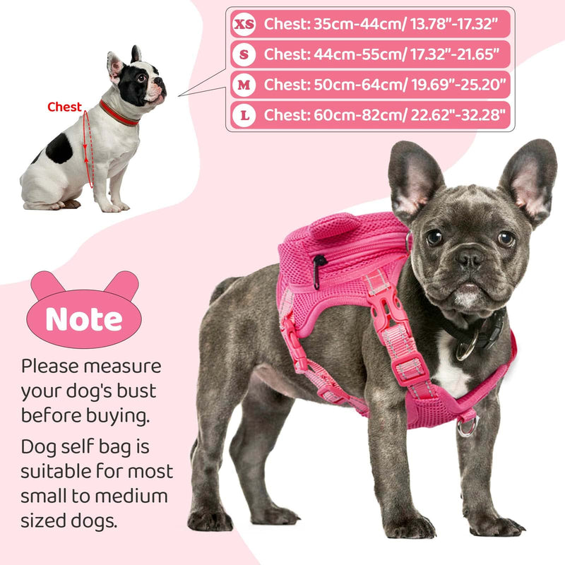 Dog Harness with Backpack, Adjustable Dog Backpack Harness for Small Medium Dogs, No-Pull Breathable Backpacks for Dogs to Wear, for Traveling, Hiking, Camping, Training, Pink L Large Pink pig - PawsPlanet Australia