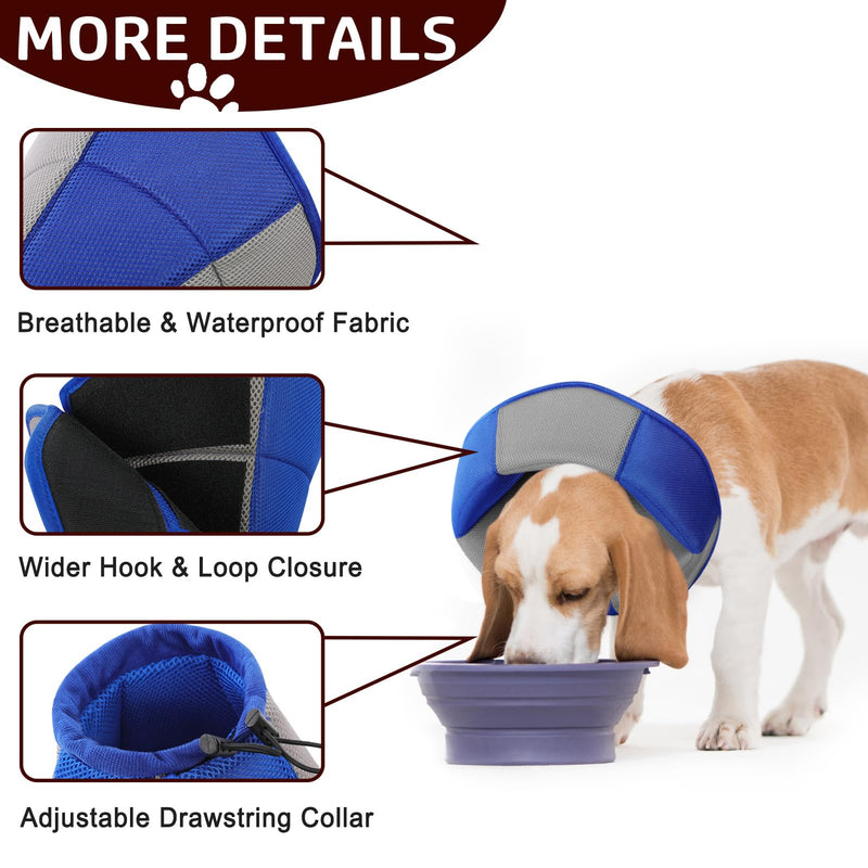 KOESON Soft Dog Cone for Dogs After Surgery, Adjustable Dog Cone Collar with Elastic Drawstring, Breathable Dog Recovery Cone Collar for Large Medium Small Dogs, Elizabethan Collar for Dog Blue L - PawsPlanet Australia