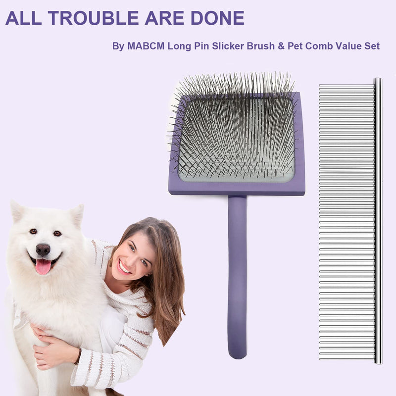Large Wooden Slicker Brush for Dogs & Mid Plastic Slicker Brush for Goldendoodles & Pet Comb Value Kit,Slicker Brush for Poodles Doodle with Ergonomic Handle Best Extra Long Pin Dog Grooming Brush - PawsPlanet Australia
