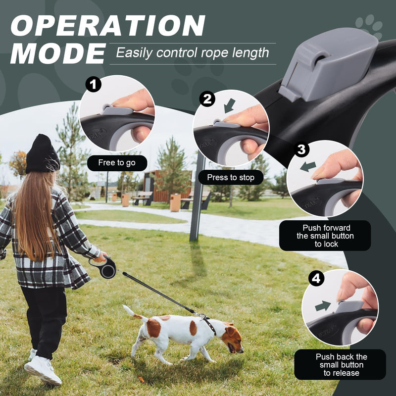 Retractable Dog Leash, 20 FT Dog Walking Leash for Small/Medium Dog or Cat up to 44 lbs, Strong Nylon Cord, Tangle Free, One-Hand Brake