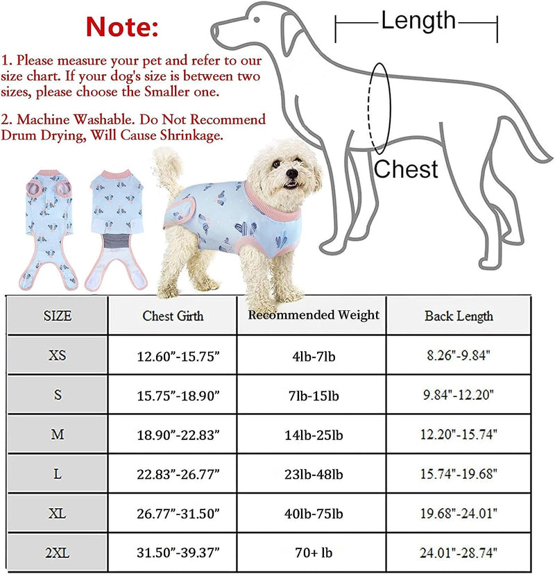 IDOMIK Dog Recovery Suit After Surgery,Breathable Dog Surgery Recovery Suit for Female Male Dogs Cats,Dog Surgical Onesie for Spay Neuter Surgery,E-Collar Cone Alternative Anti-Licking Abdominal Wound M(Chest Girth:18.90"-22.83") Blue cactus - PawsPlanet Australia