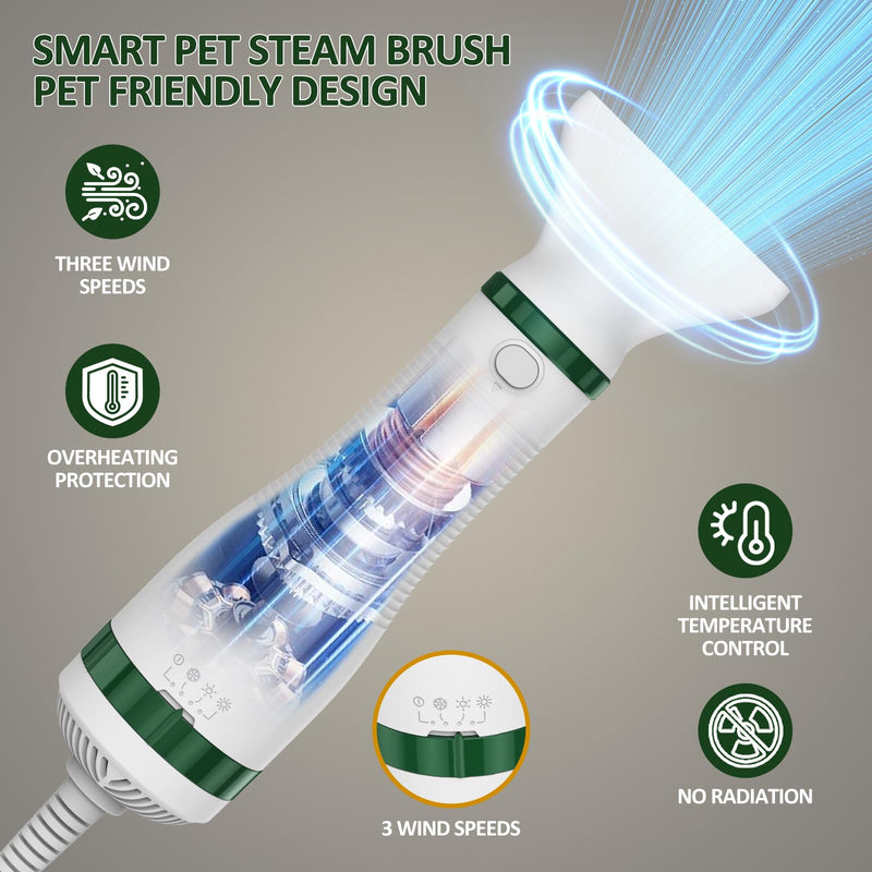 Dog Hair Dryer with Slicker Brush,Dog Blow Dryer for Small-Sized Dogs and Cats,Grooming Brush with Drying Function,Multifunctional Pet Hair Dryer with Release Button Ivory White - PawsPlanet Australia