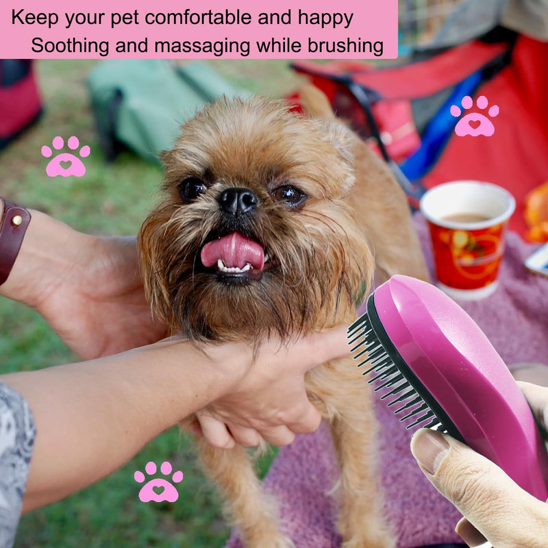 Puppy Brush, Soft Dog Brush for Grooming, Puppy Hair Remover Brush Comb, Grooming Tool for Poodles, Teddy, Yorkies, Maltese, Shih Tzu, Chihuahua, Pink - PawsPlanet Australia