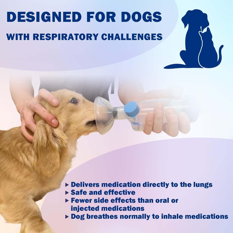 Pet Inhaler Spacer with 2-Sized Masks for Cats and Dogs, Aerosol Chamber with Breathing Flow Indicator, Compatible with any MDI