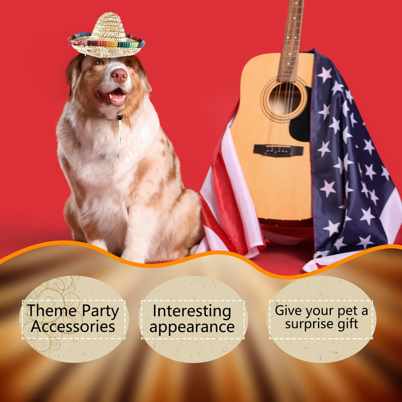 8 Pcs Pet Sombrero Hats Mini Sombrero Cap Cinco de Mayo Fiesta Hat Small Mexican Straw Hat for Puppy Dogs Cats Fiesta Party Decorations - PawsPlanet Australia