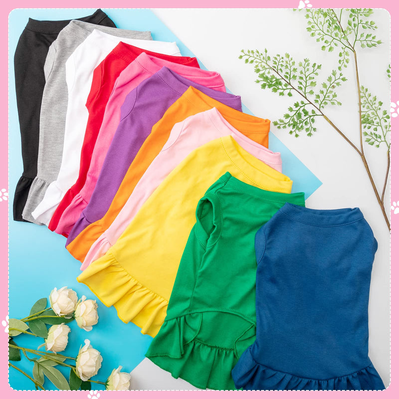 Sanwuta 12 Pcs Cute Puppy Dresses for Girl Comfortable Dress Dog Shirts Female Clothes Puppy Outfits PET Shirts with Ruffles Sundress for Dogs, 12 Colors(Medium) Medium - PawsPlanet Australia