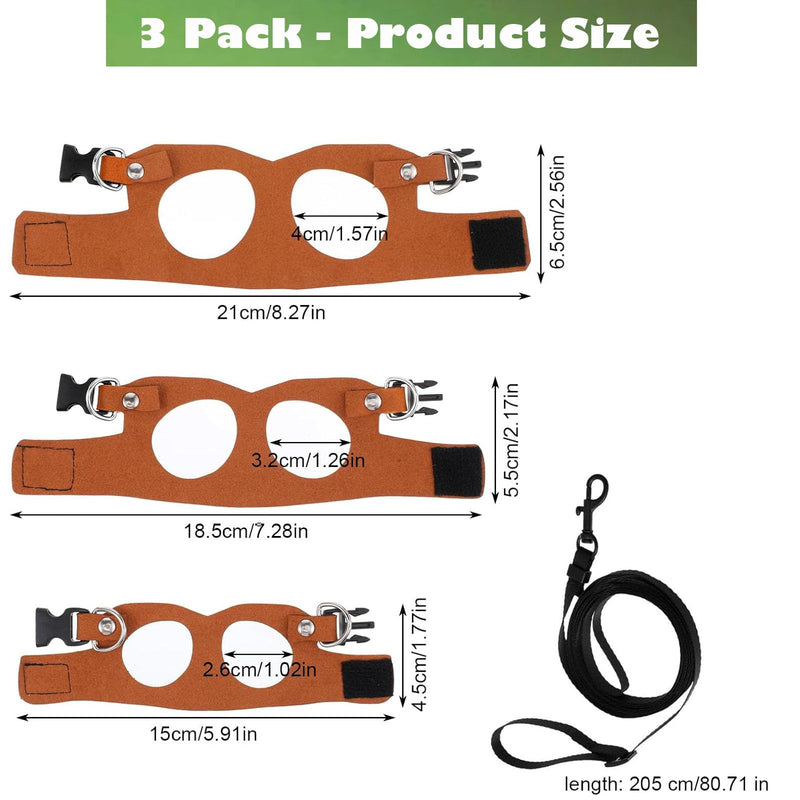 KABASI Bearded Dragon Harness Leash Set, 3 Size Adjustable Lizards Training Walking Leather Vest Escape-Proof Traction Rope for Squirrel and Other Outdoor Small Reptiles (Brown) Brown - PawsPlanet Australia