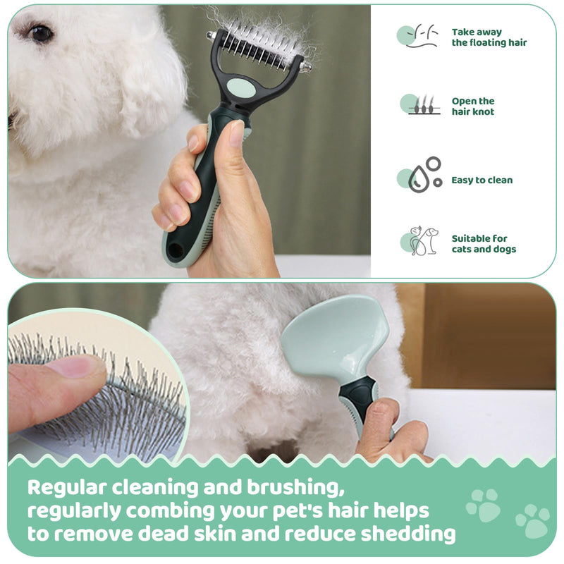 8-in-1 Pet Grooming Kit for Dogs & Cats - Includes Slicker Brush, Nail Clippers, Comb, Scissors, Toothbrush & Collapsible Bowl - Deshedding, Hair Trimming & Care Set, Travel Bag - PawsPlanet Australia