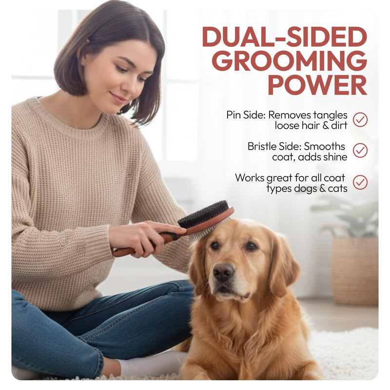 PW Pet Grooming Tools for Dogs & Cats- Safe On Skin Easy To Use Dog Grooming Kit with Ergonomic, Non-Slip Handle– Includes Pet Nail Clippers, 2-in-1 Slicker Brush & Hand-Held Bath Brush- Paw Mountain Double Sided Brush/ Bath Brush/ Nail Clipper - PawsPlanet Australia