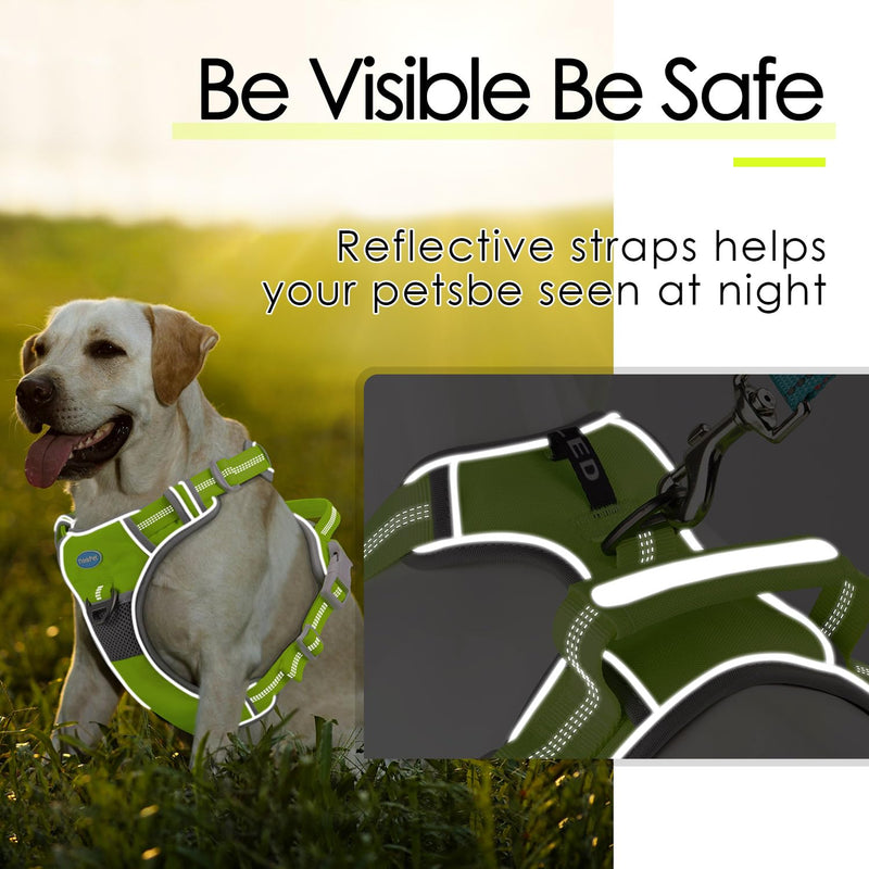 ThinkPet No Pull Harness Set Breathable Sport Harness with Handle - Reflective Padded Dog Safety Vest with Reflective Neon Dog Leash S Harness Leash Pack Green Small (Pack of 1) - PawsPlanet Australia