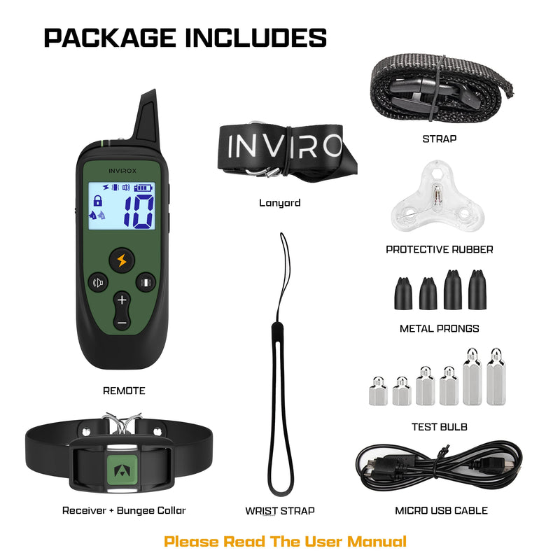 INVIROX Dog Training Collar with Remote [Spark K9] 1100 Yard Range, 124 Levels of Control, Beep, Vibration & E-Stim Modes, IP67 Waterproof E Collar for Dogs Training Spark K9 - PawsPlanet Australia