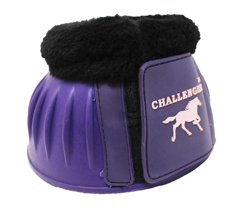 CHALLENGER Horse Training Ribbed Rubber Hoof Impact Overreach Protection Fleece Lined Bell Boots 41HI01 Purple X-Large