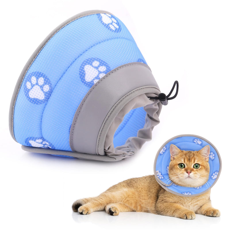 Cat Cone Collar Soft to Stop Licking After Surgery Blue M