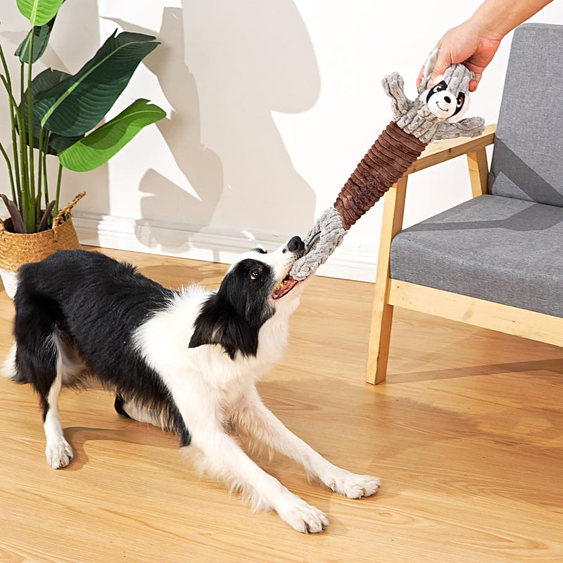 Sedioso Tug of War Dog Toy, Durable Large Breed Dog Toy, Though Stuffed Dog Squeaky Toy with Crinkle Paper for Small, Middle and Big Dogs(Raccoon) Grey Raccoon - PawsPlanet Australia