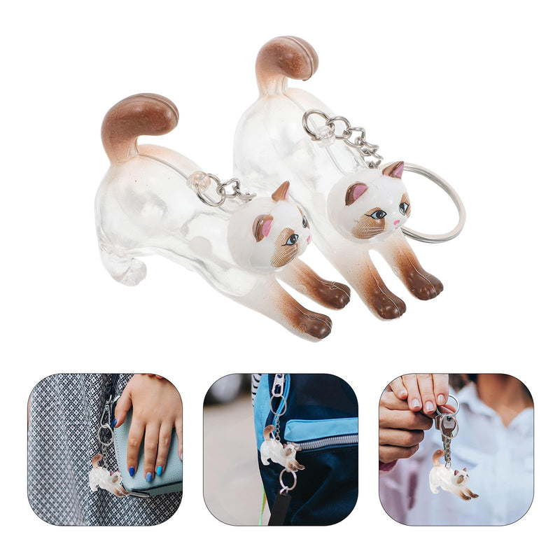 2 Pieces Transparent Cat Hair Container Organizer Made of Plastic and Alloy with Cat Shape Portable Keepsake Box Keyring for Everyday Use and Special Occasions