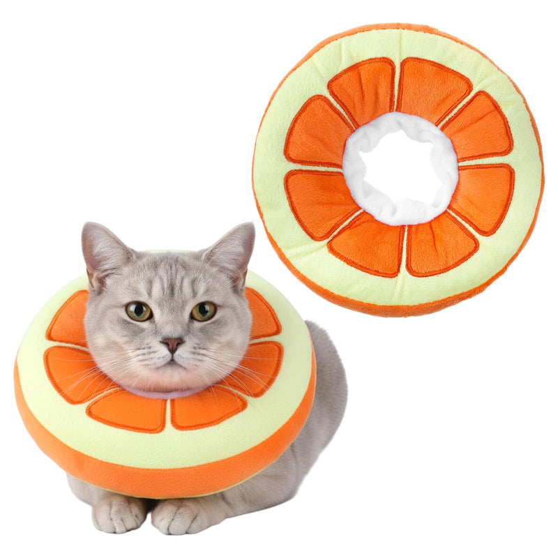 Kitten Cute Recovery Collar Soft Cat Cone Collar After Surgery to Stop Licking Adjustable Lightweight Elizabethan Neck Collar for Small Medium Large Cats Puppies Wound Healing, Orange