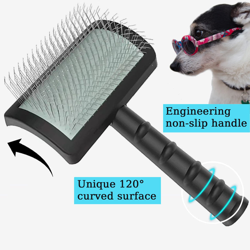 Large Slicker Brush for Dogs,Cats,Extra Long Pin Shedding Brush for Long Haired Dog,Cat, Pet Grooming Wire Brush for Thick Undercoat Curly Hair,25mm(1"),Black Black