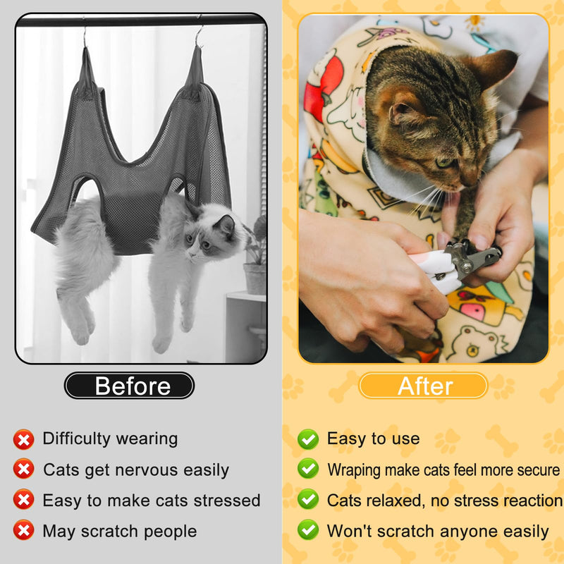 AIERSA XL Cat Wrap for Cutting Nails and Grooming, Cat Restraint Wrap for Nail Clipping, 27x27in Self-Adhesive Fabric Cat Swaddle Burrito Wrap for Nail Trimming, Cat Grooming Supplies XL(within 11lbs) 1pcs - PawsPlanet Australia
