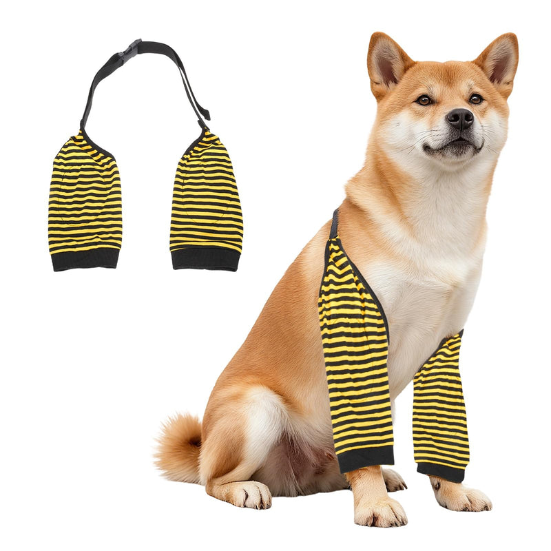 Dog Leg Sleeves, Dog Recovery Suit for Front Legs Pet Sleeves Elbow Protector Brace (XL, Yellow Black Stripes, Polyester), for Knee Recovery Prevent Scratching XL