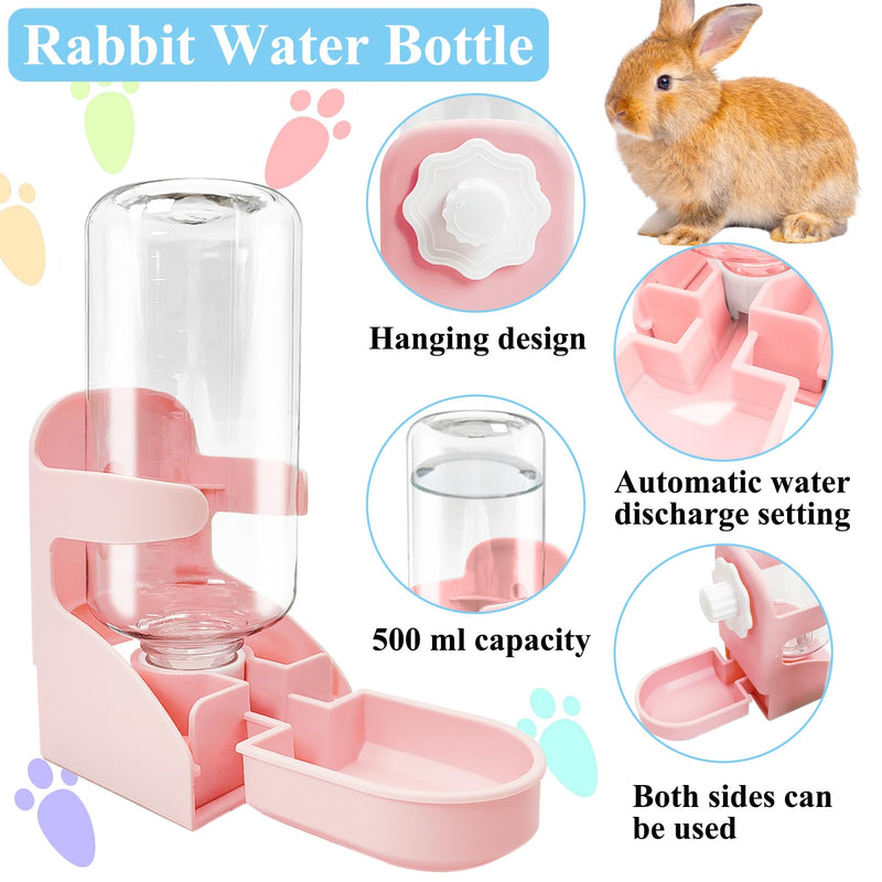 kathson Rabbit Water Dispenser for Cage 17 Oz Hanging Guinea Pig Water Bottle No Drip Gravity Automatic Bunny Water Bottle No Leak Small Animal Water Bottle for Chinchilla Ferret Hamster（Pink） Pink - PawsPlanet Australia