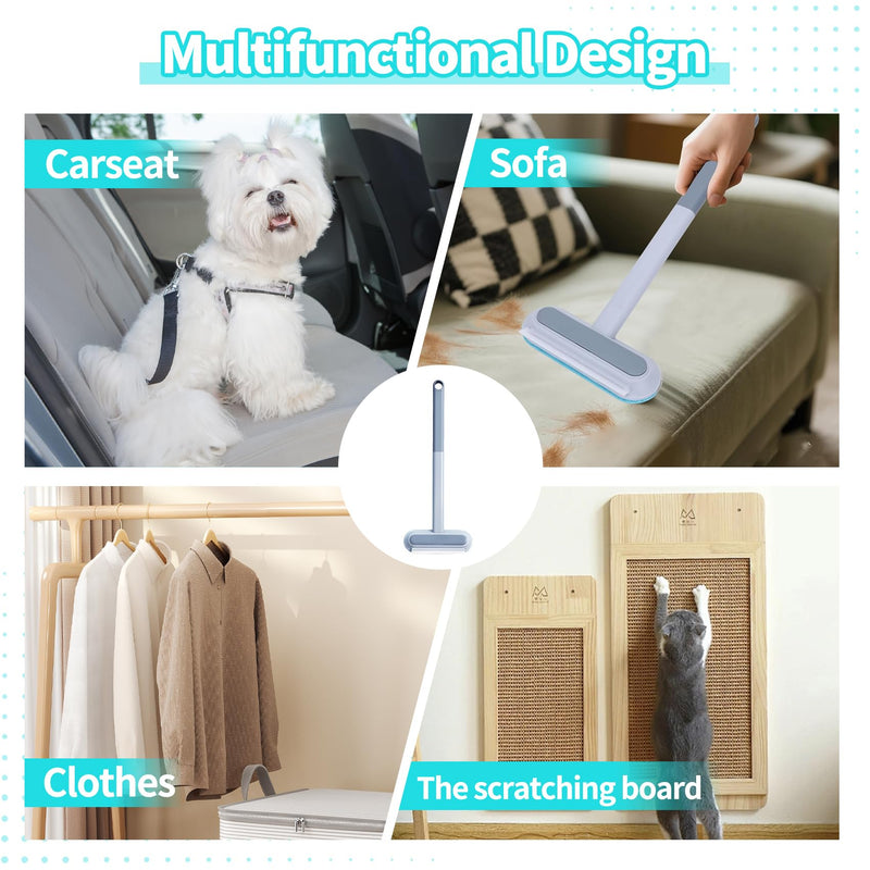 Pet Hair Remover Brush - Reusable Multifunctional Pet Hair Removal Tool for Furniture, 4 in1 Cat and Dog Hair Removal, 17.3Inch Adjustable Long Handle, Gentle on Couch Carpets Bedding (1 Set) 1 Set - PawsPlanet Australia
